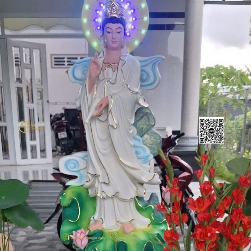 Hình ảnh mẫu Tượng Bồ Tát Quan Âm Đứng 160cm tại xưởng Trần Gia
