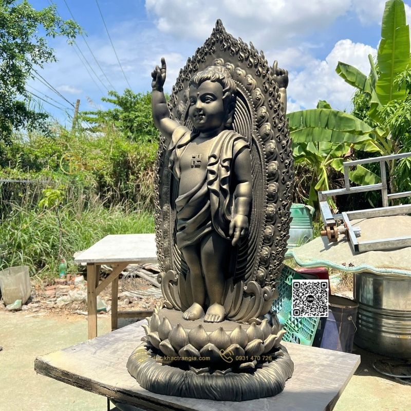 Hình ảnh mẫu Tượng Phật Đản Sanh 2 Mặt Giả Đồng tại Trần Gia