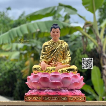 Tượng Phật Bổn Sư Ấn Địa Xúc Ngồi Đài Sen 50cm